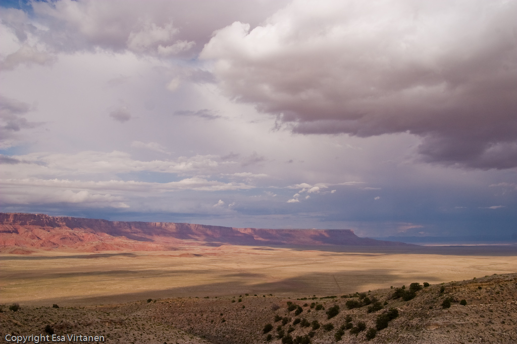 A desert and a road in Arizona, probably.