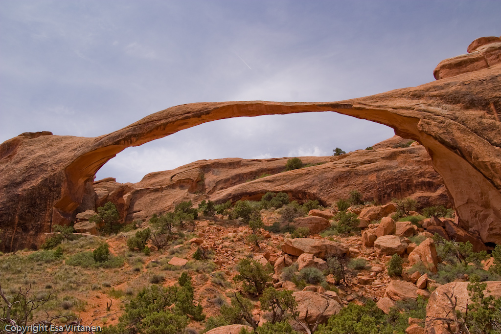 Landscape Arch in the aptly naped Arches National Park.