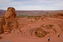 Delicate Arch and tourists.